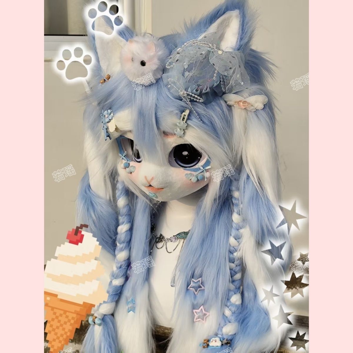 Cosplay Prop Designer - Masque en fourrure Kemono pour chat,